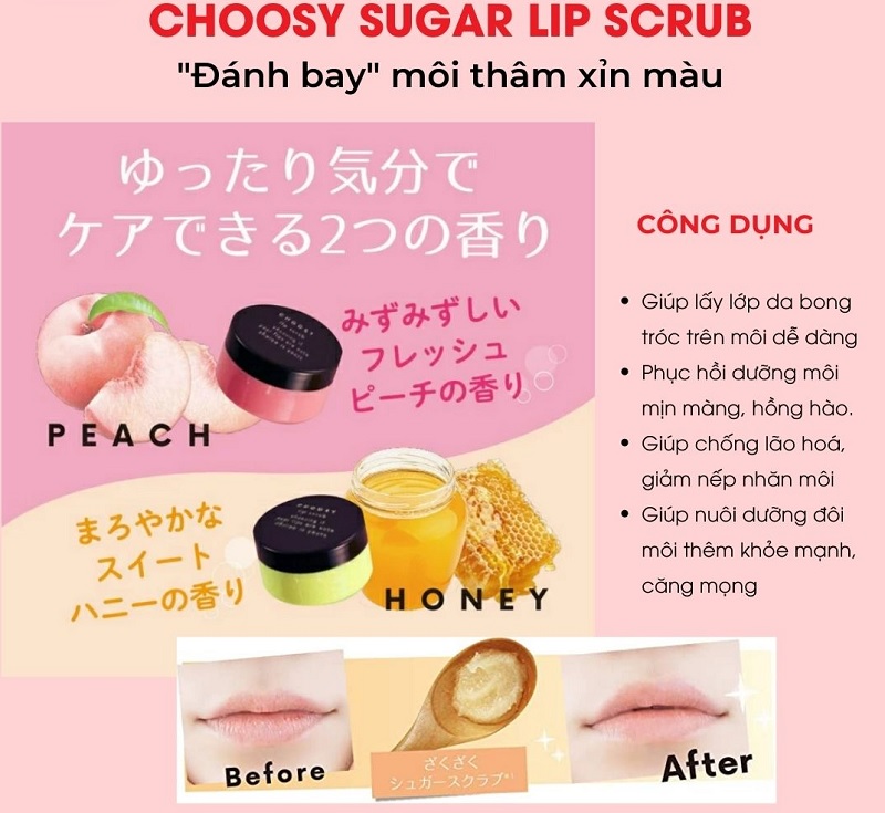 Trị thâm, môi hồng với Choosy Sugar Lip Scrub